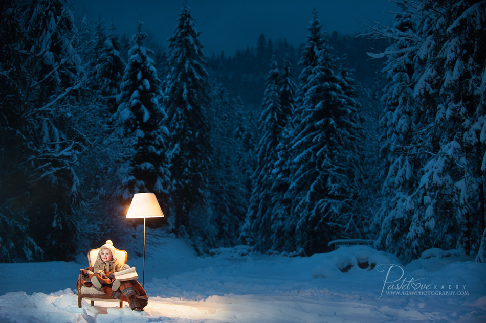 Fotograf rodzinny Mszana, sesja w zimowy lesie